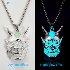 Men's Ghost Mask Luminous Pendant Titanium Steel Necklace Halloween Necklace