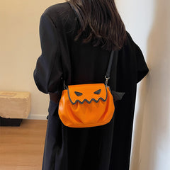 Funny Crossbody Bag Halloween Pumpkin Cartoon Shoulder Bags With Small Wings Personalized Creative Female Handbag