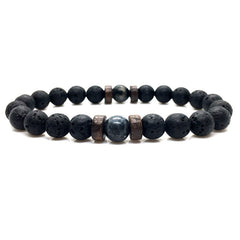 Personality Men's Black Volcanic Stone Bracelet