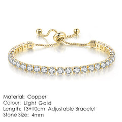 Round Zircon Single Row Full Diamond Tennis Bracelet