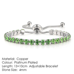 Round Zircon Single Row Full Diamond Tennis Bracelet