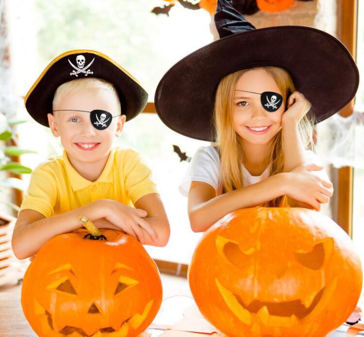 Halloween Pirate Captain Cosplay Costume Accessories Colony Pirate Hat Single Eye Patch For Halloween Kids Birthday Party Decor