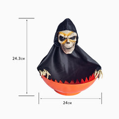 Joyful Halloween Ornament Fruits Tray Scary Screaming Luminous Eye Swinging Skull Decorative Candy Organizer For Party Resturant