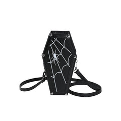 Halloween Coffin-shape Shoulder Bag Gothic Ghost Spider Web Messenger Crossbody Bag Kids Personality Phone Bag For Women