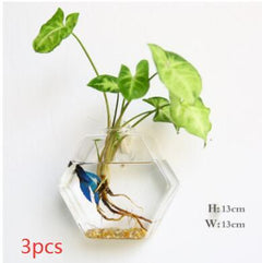 Fashion Wall Hanging Glass Flower Vase Terrarium Wall Fish Tank Aquarium Container Flower Planter Pots Home Garden Decoration