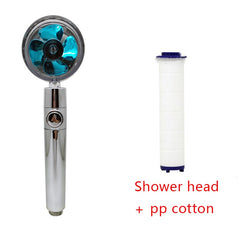 Shower Head Water Saving Flow 360 Degrees Rotating With Small Fan ABS Rain High Pressure Spray Nozzle Bathroom Accessories