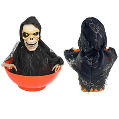 Joyful Halloween Ornament Fruits Tray Scary Screaming Luminous Eye Swinging Skull Decorative Candy Organizer For Party Resturant