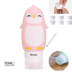 Portable Cute Cartoon Bear Penguin Animal Silicone Travel Case Organizer Shampoo Shower Gel Lotion Storage Refillable Bottle