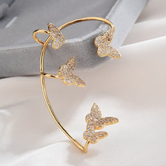 Fashion Gold Metal Butterfly Ear Clips Sparkling Zircon Without Piercing Ear Cuff Clip Earrings For Women Jewelry Gift