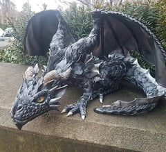 Garden Statue Big Squatting Dragon Sculpture Dragon Guardian Resin Garden Dragon Statues Outdoor Crafts Ornaments