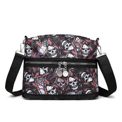 Halloween Skull Print Shoulder Bags Women's Waterproof Large Capacity Zipper Messenger Crossbody Bag