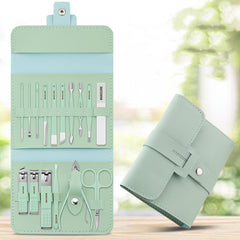 Make Up 16 Pcs Nail Clippers Nail Cutter Nail Scissors With PU Bag Stainless Steel Eagle Hook Portable Tools