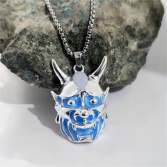 Men's Ghost Mask Luminous Pendant Titanium Steel Necklace Halloween Necklace