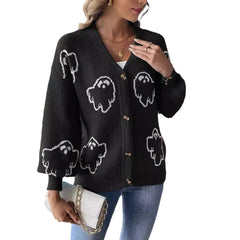 Halloween Sweater Coat Women's Loose Casual Button Sweater