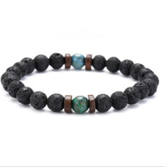 Personality Men's Black Volcanic Stone Bracelet