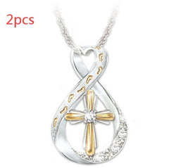 Cross Footprint Diamond Pendant Two Tone