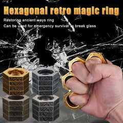 Hard Self Defense Ring Emergency Window Breaker Round Hex Ring Finger Buckle Ring Outdoor Climbing Finger Buckle Ring