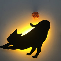 LED Animal Dog Cat Night Light Kitten Smart Sound Sensor Control Wall Lamp Home Corridor Balcony Night Lamp Baby Kids Sleep Lamp