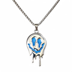 Zinc Alloy Noctilucent Necklace Halloween Ghost Glowing Grimace Pendant