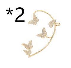 Fashion Gold Metal Butterfly Ear Clips Sparkling Zircon Without Piercing Ear Cuff Clip Earrings For Women Jewelry Gift