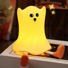 Halloween Silicone Ghost Shaped Bedside Lamp With Touch Control Soft Glow For Water-resistant Decoration