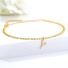 English Alphabet Stainless Steel Zircon All-match Anklet