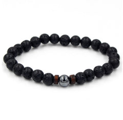 Personality Men's Black Volcanic Stone Bracelet