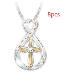 Cross Footprint Diamond Pendant Two Tone