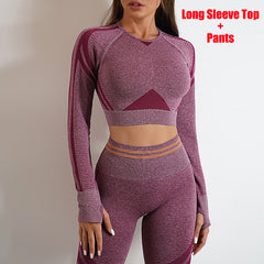 Seamless Yoga Pants Sports Gym Fitness Leggings Or Long Sleeve Tops Outfits Butt Lifting Slim Workout Sportswear Clothing