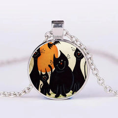 Halloween Round Pumpkin Ghost Bat Necklace Men And Women Personality Clavicle Necklace Fashion Jewelry Accessories