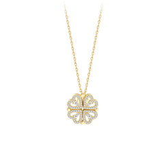 Explosive Style Detachable Deformed Four-leaf Clover Necklace For Women A Multi-wearing Zircon Small Love Short Clavicle Chain