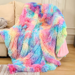 Warm Fluffy Shaggy Throw Blanket Bedspread Faux Fur Sofa Nap Blanket Bed Cover