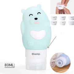 Portable Cute Cartoon Bear Penguin Animal Silicone Travel Case Organizer Shampoo Shower Gel Lotion Storage Refillable Bottle