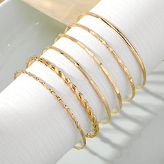 Bohemian Metal Chain Bracelet Set For Women Geometric Gold Color Thick Link Chain  Bangle Female Fashion Jewelry