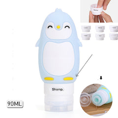 Portable Cute Cartoon Bear Penguin Animal Silicone Travel Case Organizer Shampoo Shower Gel Lotion Storage Refillable Bottle