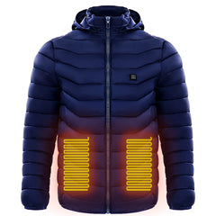 Men Heated Puffer Jacket Electric Heating Coat Insulated Hood Windbreaker 9Heat Zones