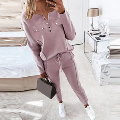 Casual Two-piece Set Women Autumn And Winter New High-neck Long-sleeved Trousers Suit