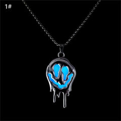 Zinc Alloy Noctilucent Necklace Halloween Ghost Glowing Grimace Pendant