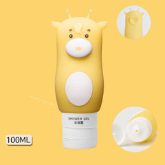 Portable Cute Cartoon Bear Penguin Animal Silicone Travel Case Organizer Shampoo Shower Gel Lotion Storage Refillable Bottle