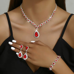 Fashion Jewelry Bridal Jewelry Suit Necklace Ear Stud Bracelet Three-piece Set