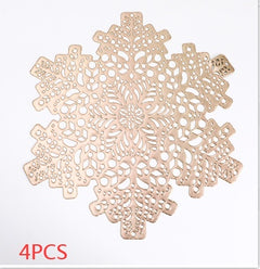 New Snowflakes PVC Hollow Anti-scalding Insulation Pad Table Bowl Mats Home Christmas Decor Heat Resistant Placemat Dining Table