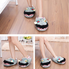 Halloween Cartoon Zombie-monster House Shoes Winter Funny Thick Non-slip Warm Cotton Slippers Home