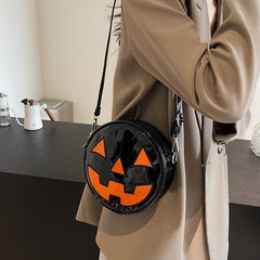 Halloween Pumpkin Small Round Bag Girls Funny Cute Shoulder Bag Personality Creative Messenger Crossbody Bags For Women