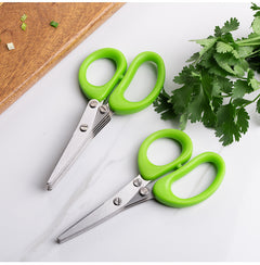 Multifunctional Multi-layer Green Onion Scissors Stainless Steel Onion Cutting Knife Herb Seaweed Spice Scissors Kitchen Scissor Kitchen Gadgets