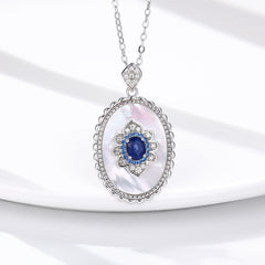 Sapphire Diamond Pendant 925 Sterling Silver Party Wedding Pendants Chain Necklace For Women Charm Jewelry