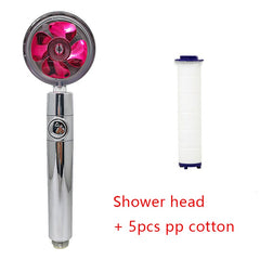 Shower Head Water Saving Flow 360 Degrees Rotating With Small Fan ABS Rain High Pressure Spray Nozzle Bathroom Accessories