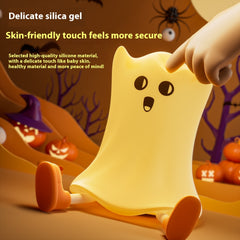 Halloween Silicone Ghost Shaped Bedside Lamp With Touch Control Soft Glow For Water-resistant Decoration