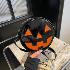 Halloween Pumpkin Small Round Bag Girls Funny Cute Shoulder Bag Personality Creative Messenger Crossbody Bags For Women