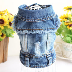 Designer Dog Clothes Small Dog Denim Jacket Coat Cat Costume Puppy Jeans Vest Spring Clothing