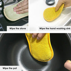 Double-Sided Kitchen Cleaning Magic Sponge Microfiber Non-Stick Kitchen Parts Washing Bowl And Pot Tools